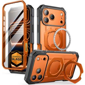 SUPCASE for iPhone 17 Pro Max Case (UBGrip Pro), [Built-in Tempered Glass Screen Protector & Stand] [Camera Control Cover] [Compatible with MagSafe] Full Body Heavy Duty Magnetic Phone Case, Coral