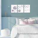 Kalormore Abstract Purple Dandelion with Butterflies Picture Canvas Wall Art Flowers Giclee Prints Floral Painting Artwork for Modern Living Room Home Office Bedroom Bathroom