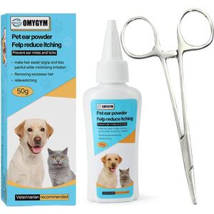 Advanced Pet Ear Powder with Professional 5" Hair Puller, Ideal as Ear Powder for Dogs Plucking, Dog Ear Powder for Hair Removal, Keeps Canal Dry, Clears Wax & Odor, Calms Itchy Ears