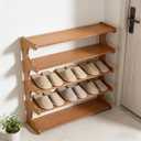 Shoe Rack,5 Tier Shoe Organizer Storage Shelf,Bamboo Narrow Shoe Closet,Small Space Shoe Rack,for Entryway Closet 26.77×7.48×25.98inch, 5 Tier-26.77" Wide