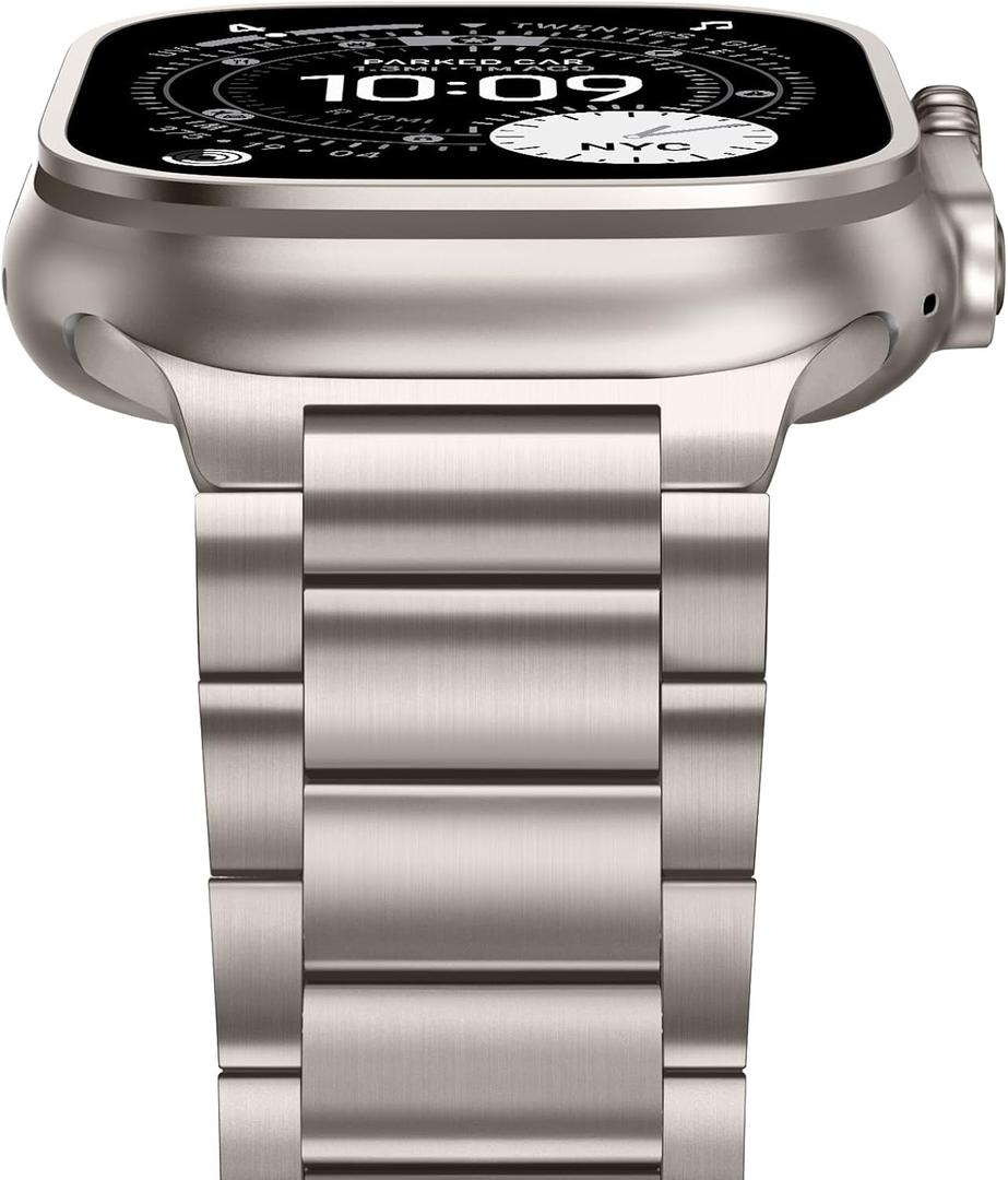 Anlinser Metal Bands Compatible with Apple Watch Band 49mm 46mm 45mm 44mm 42mm for Women Men, Stainless Steel Business Strap for iWatch Ultra 3/2/1 SE Series 11 10 9 8 7 6-1 (Titanium)