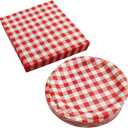 Red Ginham Plates and Napkins Paper Ginham Tableware Christmas Food Containers Serve 20 Red and White Plaid Plates for Birthday Party Baby Shower