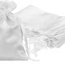 PATIKIL Satin Drawstring Favor Bags, (6" x 4", White) (11Pcs), Satin Gift Bags Gift Pouches with Drawstrings, Suit for Wedding/Festival/Birthday/Celebration