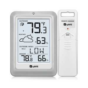 Indoor Outdoor Thermometer Hygrometer Wireless Weather Station, Temperature Humidity Monitor Battery Powered Inside Outside Thermometers with 330ft Range Remote Sensor and Backlight Display