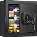 1.3 Cub Small Safes for Home Use, Security Digital Fire Safe Money Safe Box with Programmable Keypad, Spare Keys and Removable Shelf, Anti-Theft Water and Fireproof Safe for Home Documents Valuables