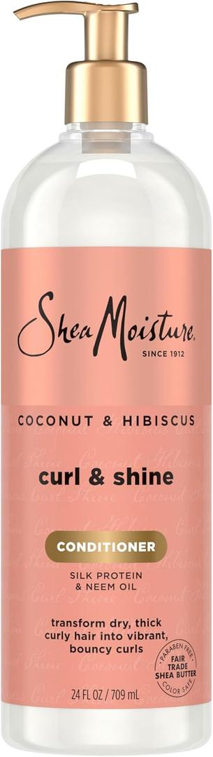 Shea Moisture Curl & Shine Conditioner Coconut & Hibiscus, for Thick, Curly Hair, to Moisturize & Soften, 24 oz (24 Fl Oz (Pack of 1))