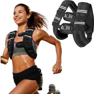 Zikopomi Weighted Vest Woman Man, 16lb Weight Vest with Reflective Stripes for Workout, Strength Training, Running, Fitness, Muscle Building, Weight Loss, Rucking Vest
