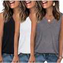 EyMuse 3 Pack Women's V Neck Tank Tops Summer Casual Sleeveless Basic Tee Shirts 2026 Fashion Beach Vacation Clothes Small