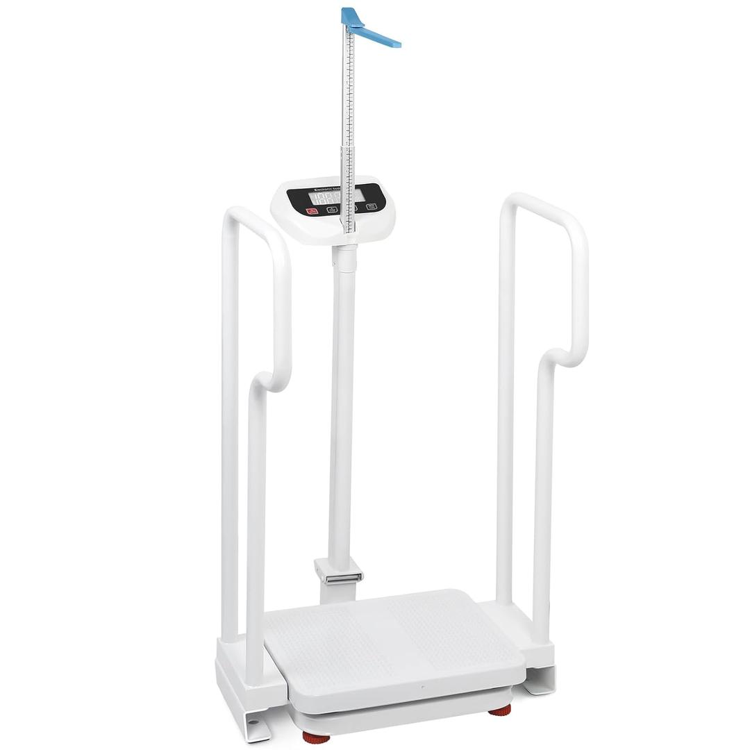 Medical Grade Digital Scale with Handles for Elderly, Height and Weight Scale for Doctor Office, Scale with Height Measurement, 485lbs Weight Capacity, HD LED Display, USB Rechargeable