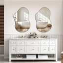 32"x20" Frameless Asymmetrical Irregular Bathroom Mirror, Wavy Vanity Wall Mirror for Modern Bathroom, Bedroom, Entryway, Living Room Decor
