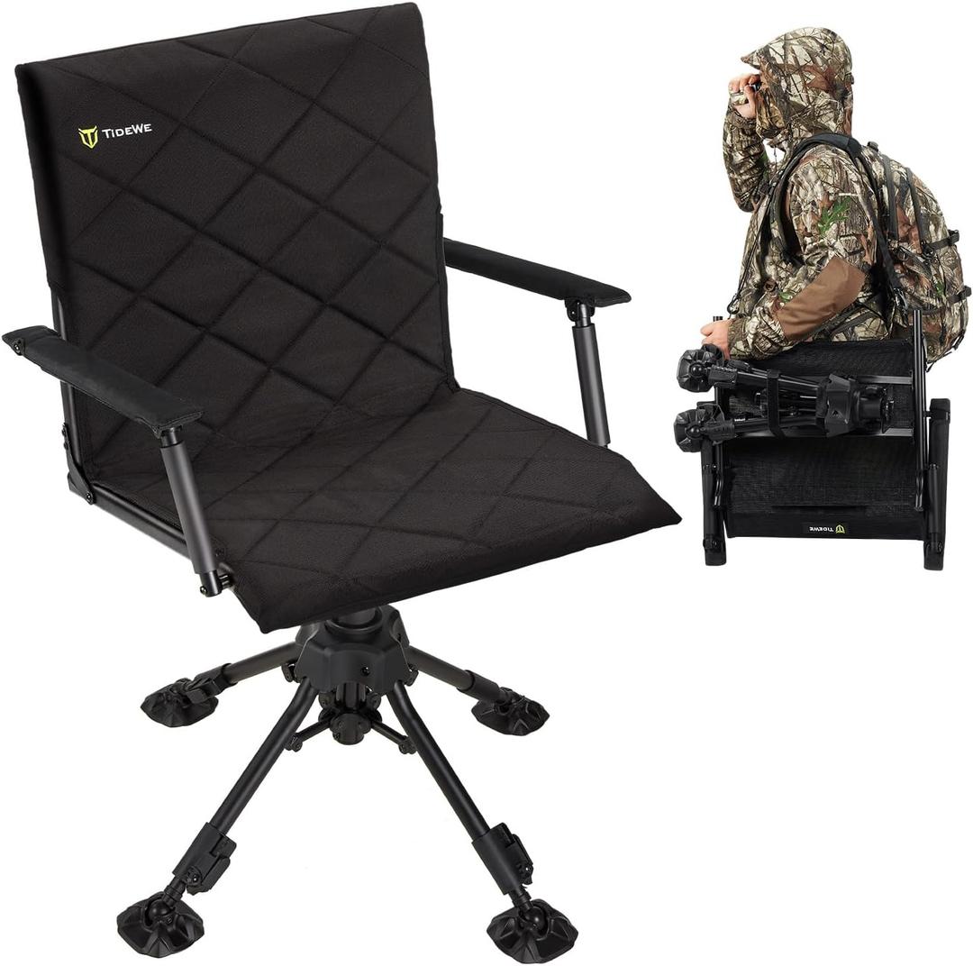 TIDEWE Hunting Chair, Heated Blind Chair with Battery-ThermoCore Series, 360 Silent Swivel, 3 Heat Levels