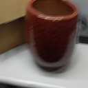 10.3 Inch Ceramic Glaze Plant Pot with Saucer, Flower Pots with Drainage Hole Mesh Net (Spot Red)