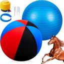 30 Inch Giant Herding Ball with Ball Cover Anti Burst Please Watch VCR for How to Inflation Horse Toys for Horses Entertainment Play, Pump Included(Cute, Blue)