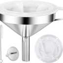 Kitchen Funnel for Filling Bottles, 304 Stainless Steel Food Funnels with Strainer and 200 Mesh Filter, Metal Funnel Set for Transferring Canning Oil Coffee