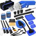 Viewsun 18PCS Car Cleaning Kit, Car Interior Detailing Kit with Blue High Power Handheld Vacuum, Detailing Brush Set, Windshield Cleaner, Cleaning Gel, Complete Auto Accessories for Men, Women