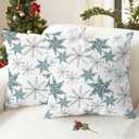 2 x CaliTime Christmas Throw Pillow Covers Decorative 18 X 18 Inches Pack of 2 Cozy Fleece Snowflakes Cushion Cases for Holiday Couch Sofa Bed Living Room Home Grey Gold