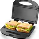Aigostar Sandwich Maker with Non-stick Deep Grid Surface for Egg, Ham, Steaks Compact Electric Grill Tostadora de Pan Black, ETL Certificated, Roy (Flat)
