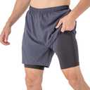 Off-Season Sale Mens Running Shorts with Compression Liner 2 in 1 Gym Shorts 5 Inch Lightweight Quick Dry (Gray, XXXL)