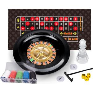 Roulette Wheel and Craps Set with Large Double Sided Felt, 10 Inch Roulette Wheel, Chip Rake, 200 Chips, Roulette Marker, 3 Dices, Perfect for Game Night Party