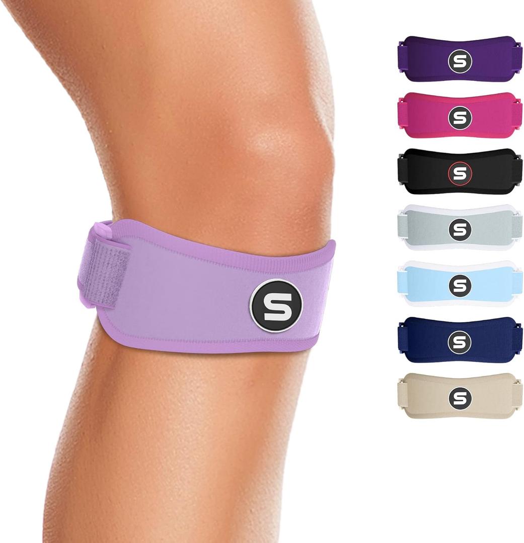 Sleeve Stars Swedish Brand Patellar Tendon Support Strap for Women & Men Effective Osgood Schlatter Knee Brace Youth & Kids Knee Brace with 3 Adjustable Length fits 12"-24" (Single/Light Purple/Adult)
