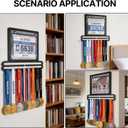 Race Medal and Bib Display Wall Mounted Rack, Heavy Duty Metal Hanger with 10 Clear Bib Holders, Holds 20 Bibs & 40 Medals, Gift for Runners Marathon Athletes