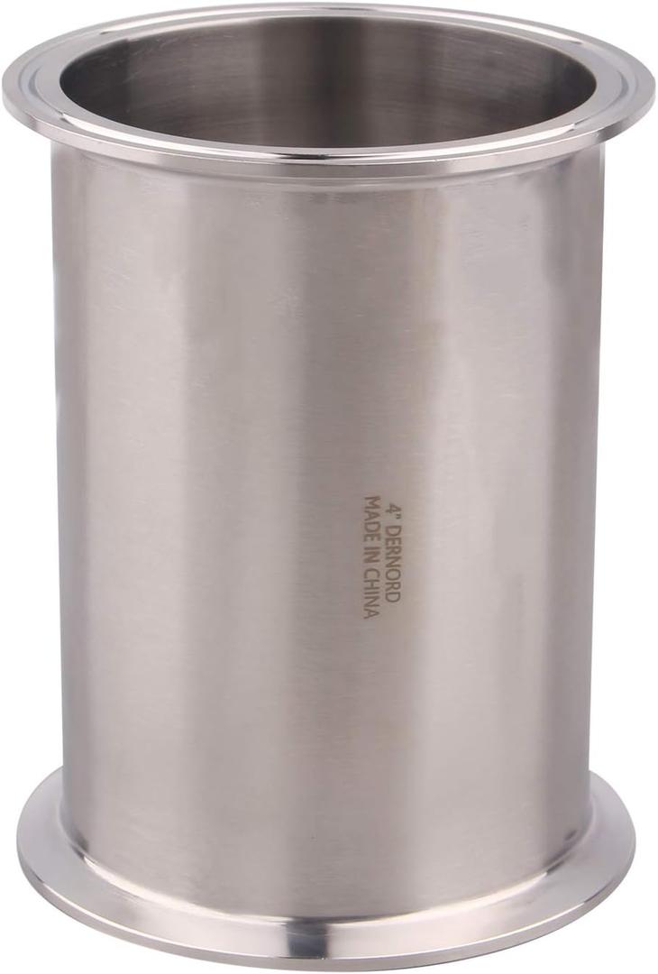 DERNORD Sanitary Spool Tube with Clamp Ends,Stainless Steel 304 Seamless Round Tubing with 4 inch Tri Clamp Ferrule Flange (Tube Length: 6 Inch / 152MM)