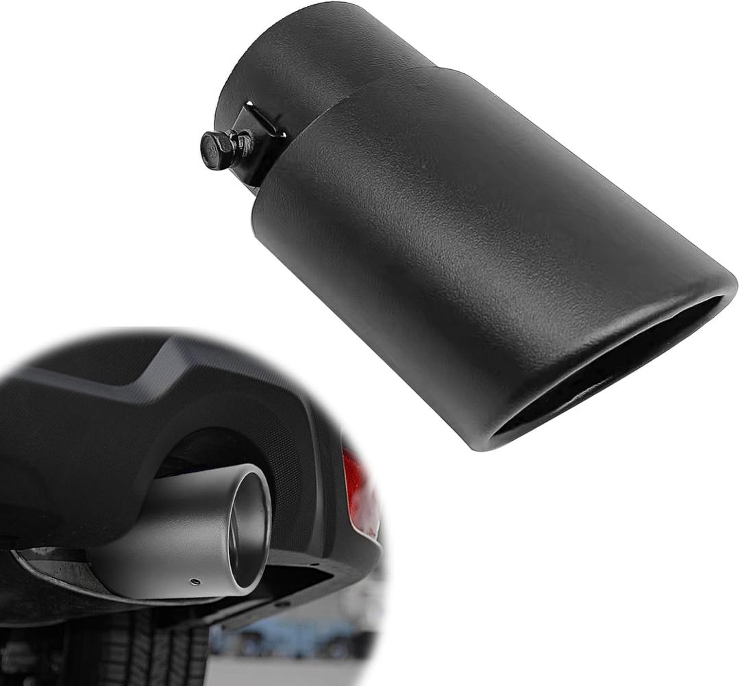 Car Exhaust Throat Tail Pipe Stainless Steel - Chrome-Plated Exhaust Tips, Universal Fit Pipe Diameter 2.5" to 3.3" Fit for Most Cars (Black, Straight)