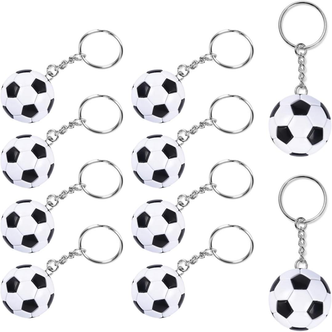 10 Pieces Soccer Keychain, Mini Football Keychain Soccer Party Favors Keychains, Team Souvenir Sport Rewards Event Giveaways