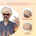 Short Blonde Wig with Glass and Goatee for Halloween Cosplay Party