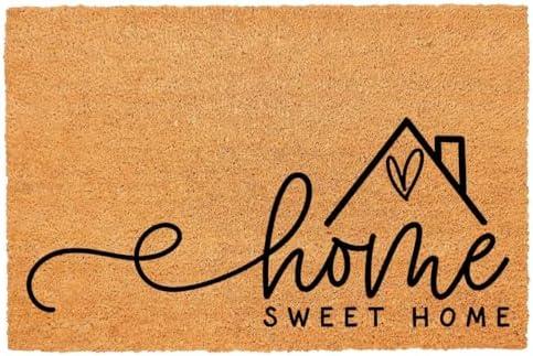 Funny Coir Doormat - Home Sweet Home Heart Welcome Front Porch Decor - Heavy-Duty Non Slip Outdoor Coir Doormat - House Warming Gift Mat - 23.6 x 15.7 inch