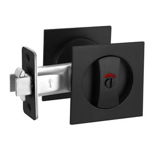 Cozy Tower Pocket Door Lock with Indicator, Pocket Door Hardware Square Door Lock for Privacy Sliding Door Bifold Door Locks Pocket Door Pull Handles Replacement Hardware (Matte Black)