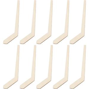 OLYCRAFT 10pcs Unfinished Wood Hockey Stick Blank Wood Slices Hockey Shape Wooden Pieces Unfinished Blank Slices for DIY Project Painting Drawing Home Party Decoration Crafts 5.7x1.7 inch