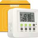 3-in-1 Dual Outlet Timer Plug with Interval Cycle for Indoor, 7 Day 24 Hour Programmable Digital Repeat Timer Switch(15A, 1875W)