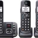 Panasonic DECT 6.0 Expandable System, Cordless Phones With Answering Machine and Call Blocking  3 Cordless Phones 3 Handsets  KXTGE633M (Metallic Black)