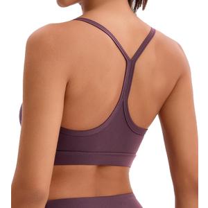 Women's Sports Bras Y Back Racerback Removable Padded Strap Yoga Bras Low Impact Workout Top (Medium, Vintage Violet Purple)