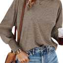 Dokotoo Womens Tops Long Sleeve Tops Shirts 2025 Spring Trendy Business Work Loose Basic T-Shirts (S)