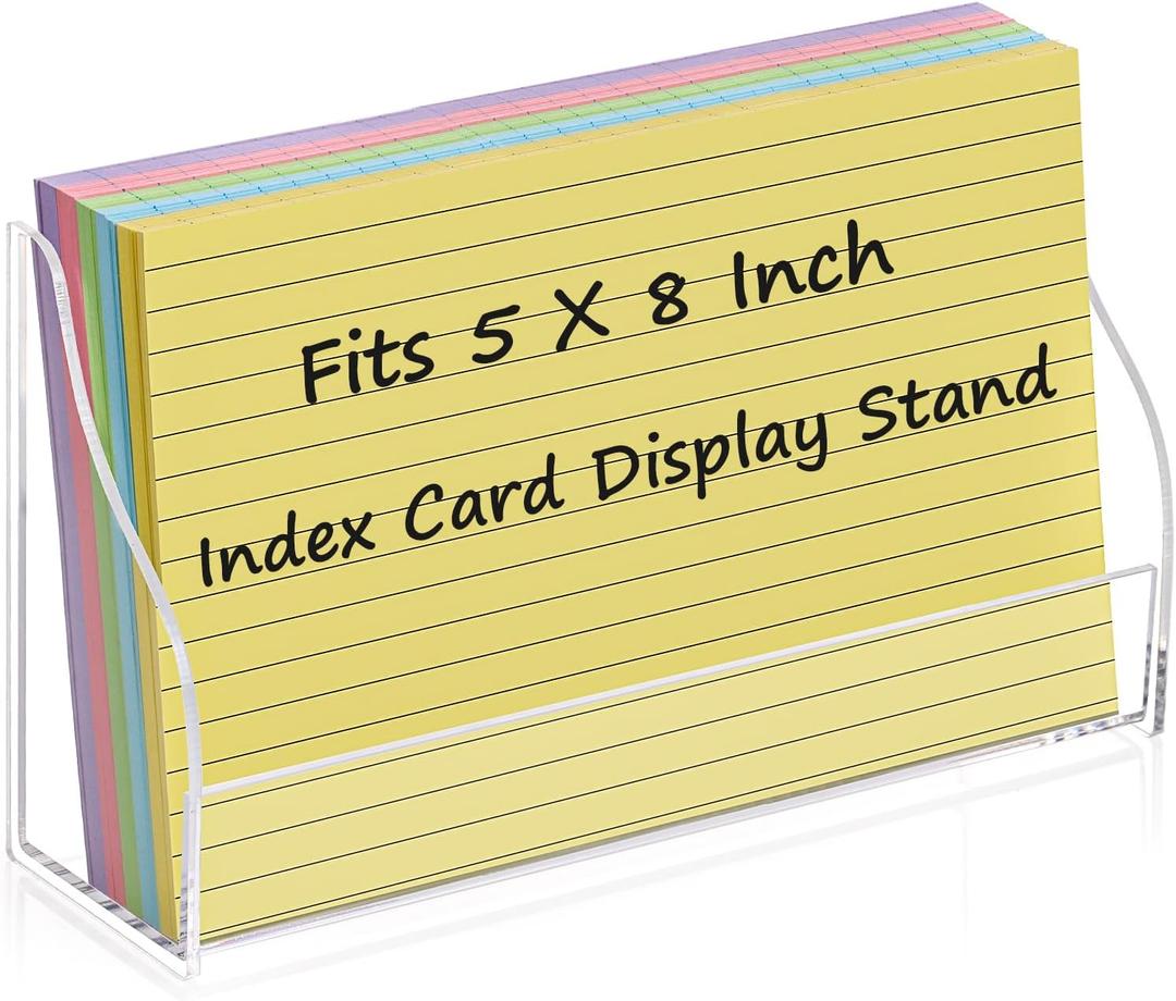 5x8 Acrylic Index Card Holder Index Card Display Stand For Desk Note Cards File Box Postcard Holder Business Stand Display Index Organizer Case for Office Business Desktop(No Cards) (Transparent)