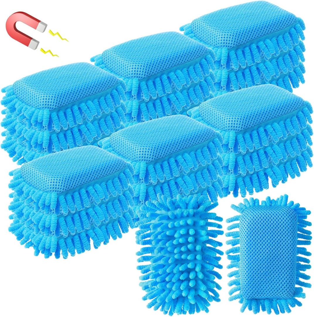 Sherr 18 Pcs Microfiber Shag Magnetic Dry Erase Erasers Washable Whiteboard Eraser Bulk Colorful White Board Eraser for Chalk Markers Home Office(Blue)