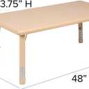 Flash Furniture Wren 24"W x 48"L Rectangular Natural Plastic Height Adjustable Activity Table, 1 Pack