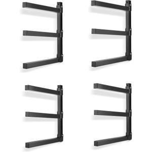 Ultrawall Wall Mount Wood Organizer and Lumber Storage Metal Rack for Shed, Workshop, Garage with 3-Level (Black-4 Pack)