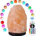 Himalayan Salt Lamp 7 Inches (5-6 Lbs) with Upgraded Remote Control, Adjustable 16 Color Changing Salt Lamp Night Light, Natural Crystal Pink Large USB Salt Rock Lamp for Home Decor