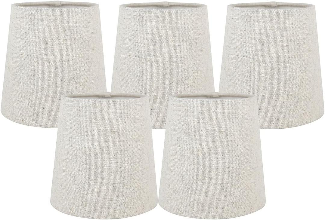 GO&SO 5-Pack White Linen Chandelier Shades, Size 4x5x6 in