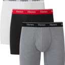 Hanes Originals Mens Boxer Briefs & Trunks, Stretch Cotton Moisture-Wicking Underwear, Modern Fit Low Rise, Multipacks (3X-Large, Regular Leg - White, Black, Concrete Heather - 3 Pack)
