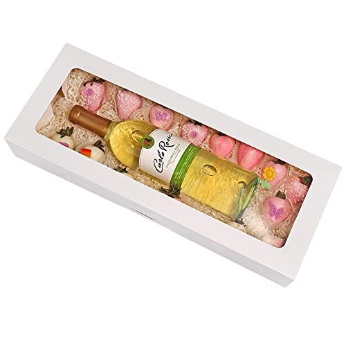 RIFMEAE 12-Pack 16" x 6.5" x 2.5" Cookie Boxes with Window, White Bakery Boxes, Strawberry boxes, Long Treat Boxes for Strawberries and Pastries
