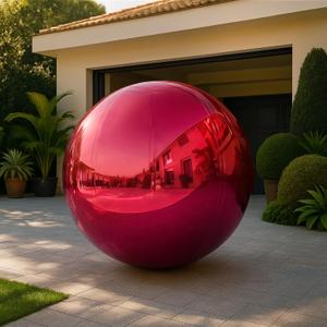 Red Inflatable Mirror Ball 0.6m Reusable Large Christmas Decoration Balloon PVC Bubble Balloon with Electric Pump for Party, Wedding, Decor (1 Piece, 23.6in)