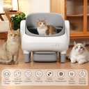 Hazrela Automatic Cat Litter Box,Self Cleaning Litter Box for Multiple Cats with Open Top Design,App Control and Safety Protection,Ultra-Quiet,Easy Setup,Light Gray