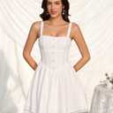 JKMNAO Homecoming Party Graduation Short Dress Floral Corset for Women (White, XS)