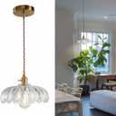 Glass Pendant Lights Kitchen Island: Vintage Pendant Light Fixtures Small Pendant Light Dining Room, Clear Hanging Light for Living Room, Schoolhouse, Entryway, Foyer, E26 (Gold)