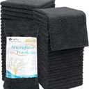 Orighty Washcloths Bulk Towels Set 50 Pack, Highly Absorbent and Super Soft Microfiber Fingertip Towels, Multi-Purpose Wash Cloths for Bathroom, Hotel, Spa, and Gym, 12x12 Inch, Black