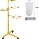 Flower Display Stand with Buckets - Flower Cart with Wheels for Bouquet Shop, Metal Flower Rack Display Stand for Wedding Garden, Party, Events (Gold, Square buckets)